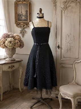 Y2K Vintage Dress, Pam Chorley / Fashion Crimes - Gothic Midi with Tulle Skirt.